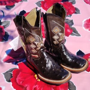 ( Girls ) Leather Stylish Brown Western Boots.